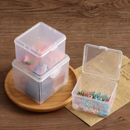 1Pcs with Lid Storage Box Multi-purpose Plastic Storage Case Clear Rectangular Shape Small Thing Container